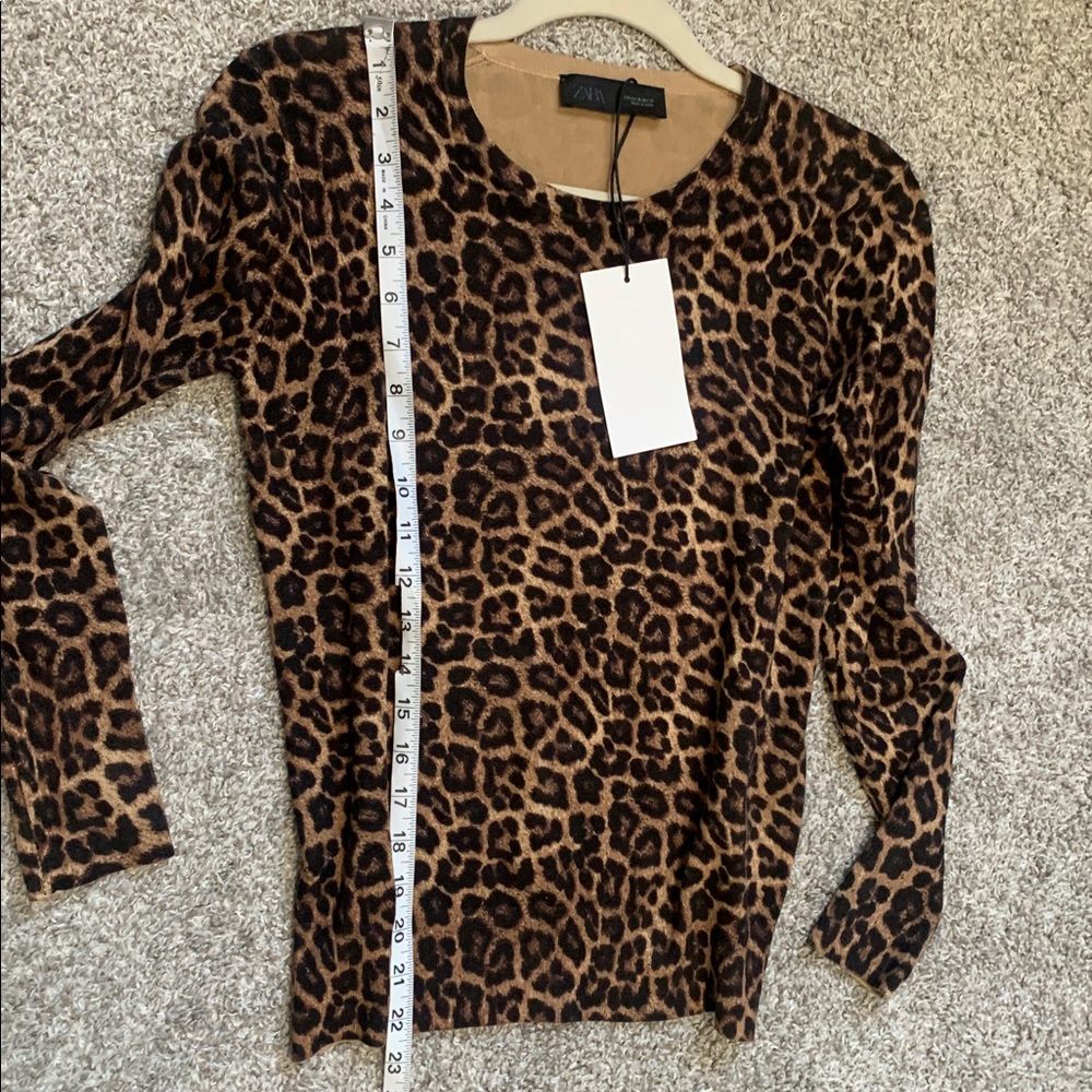 New with Tags Zara Leopard Print Lightweight Sweater Top Size XL - Picture 5 of 7